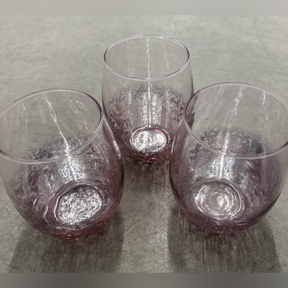 Set of 3 Pink Mercury Stemless Wine Glasses